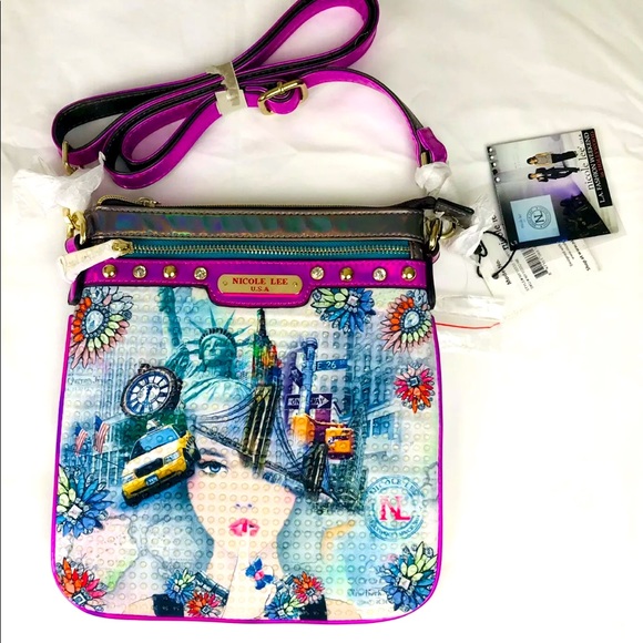 Nicole Lee Cross-body Print New York Handbag - Picture 3 of 12